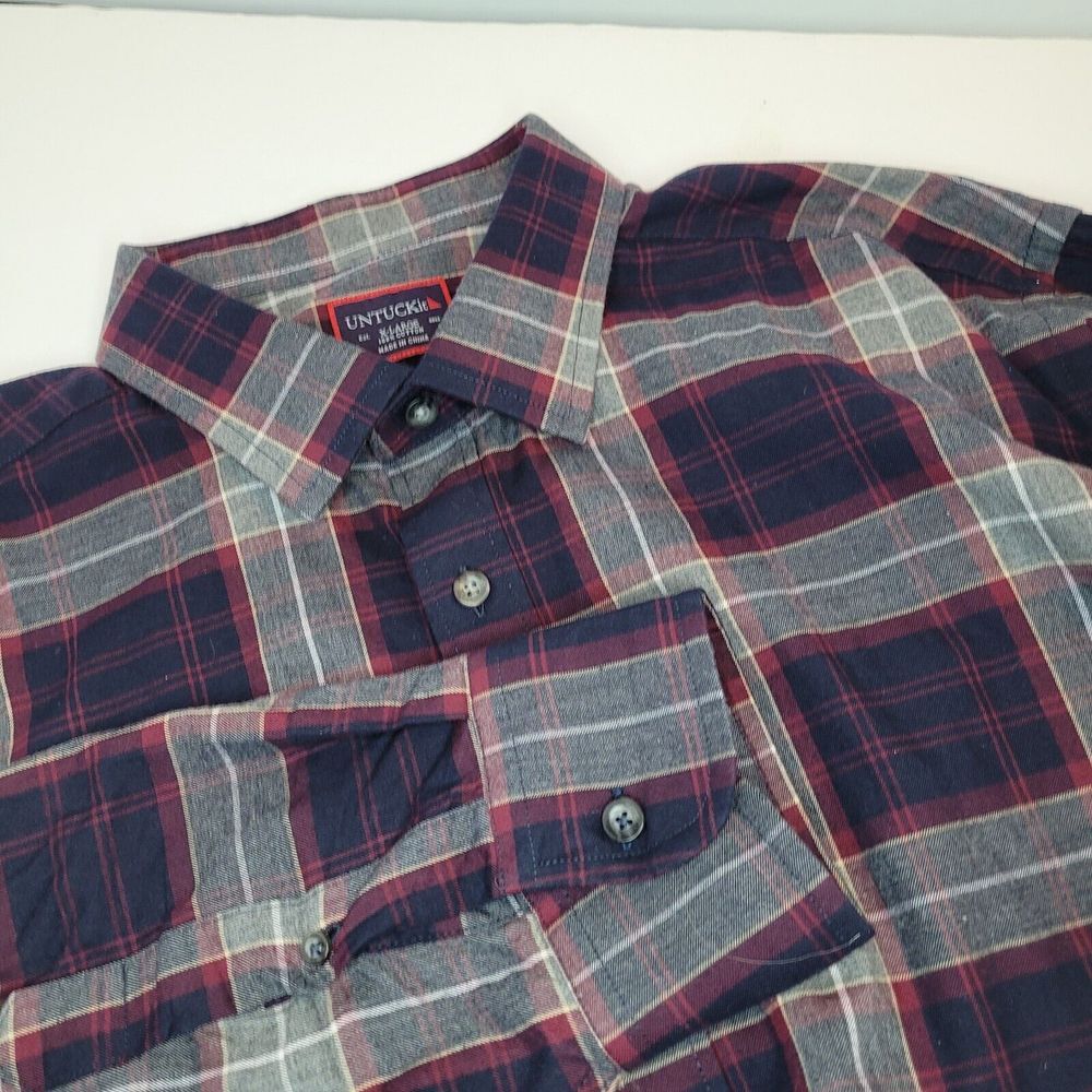 UNTUCKit Men's Size XL Longsleeve‎ Button-Up Shirt Plaid Blue Red Navy Midweight